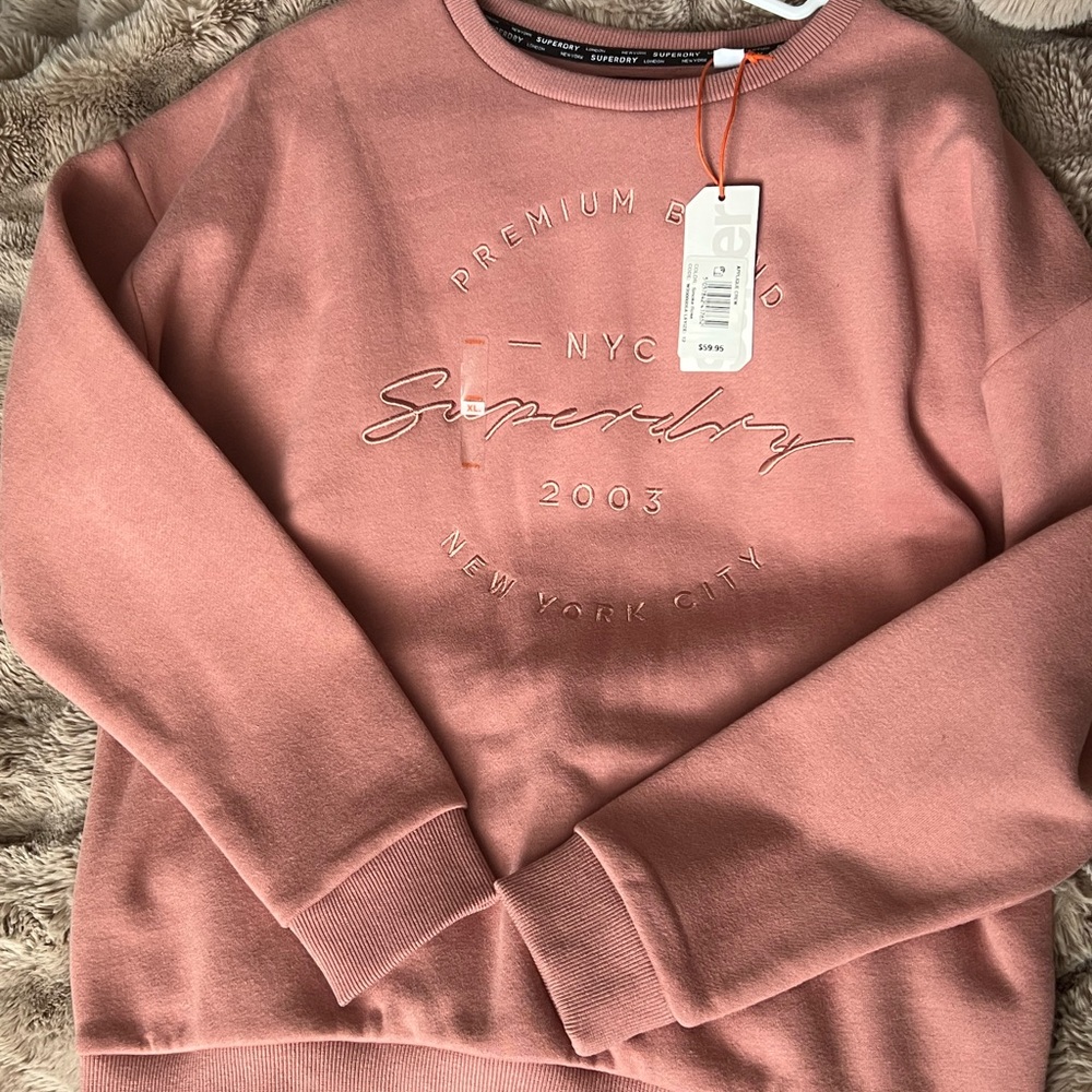 Superdry Pink Crew Neck Sweater Soft Knit Casual